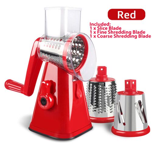 Manual Vegetable Cutter 3 Drum Blades Rotary Cheese Grater S