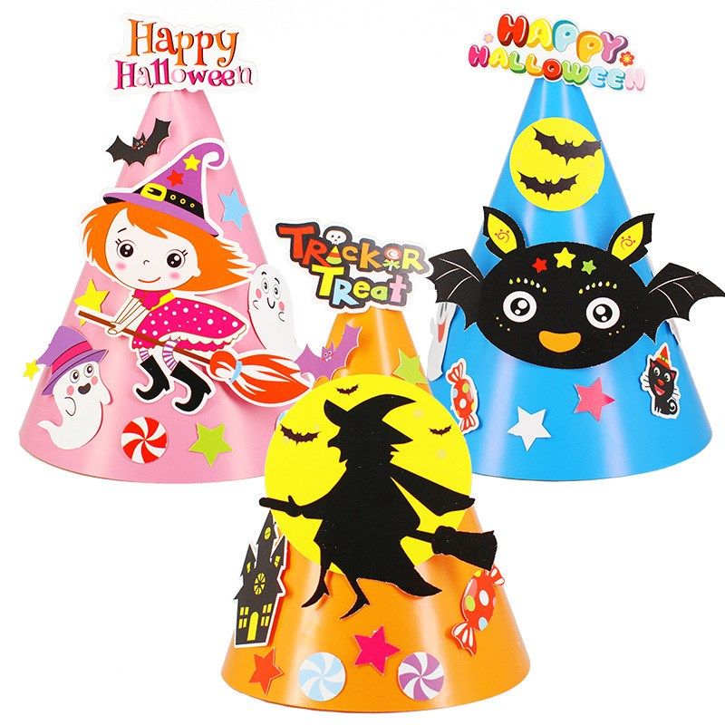 halloween childrens pumpkin hat witch hat pointed paper