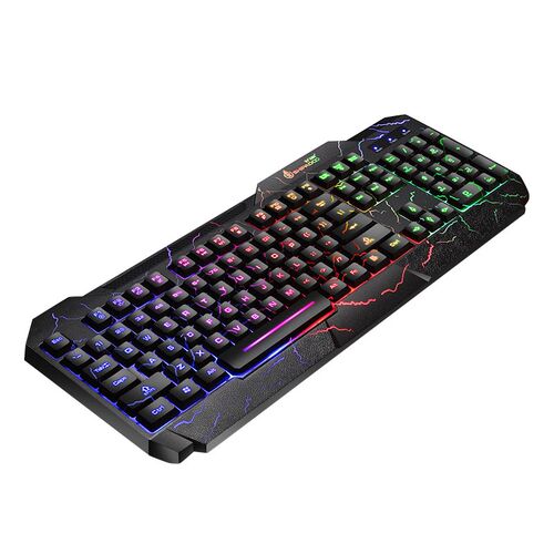 Shipadoo K620 Wired Keyboard, Colorful Crack Backlit Gaming
