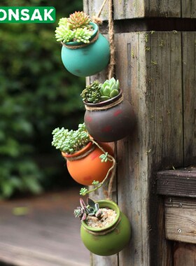 4pcs Wall mounted Ceramic Flower Pot Hanging Succulent  Flo