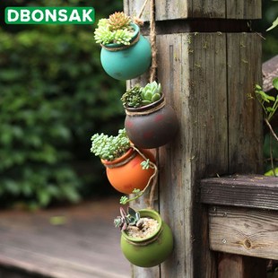 4pcs Wall mounted Ceramic Flower Pot Hanging Succulent  Flo