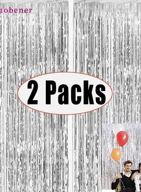 2Packs Metallic Foil Tel Fringe Curtain Frozen Birthday Part