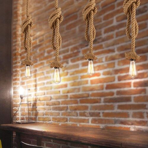 Vintage Hemp Rope 1M 1.5M 2M Hanging Lamp Coffee Chandelier