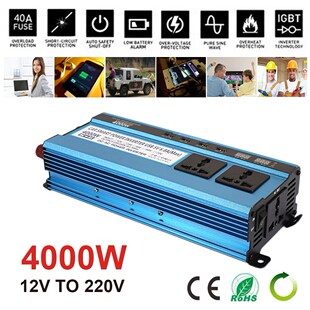 4USB 4000W Peak Car Inverter Solar Power Inverter Portable H