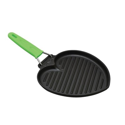 Non-Stick Cast Iron Heart Shaped Steak Frying Pan Folding Ha