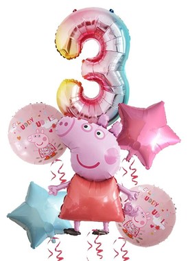 6pcs Peppa Pig color George Birthday Party balloon decor 1 2