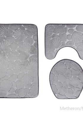 Bathroom Bath Mat Set Toilet Rugs Flannel Anti Slip Shower C