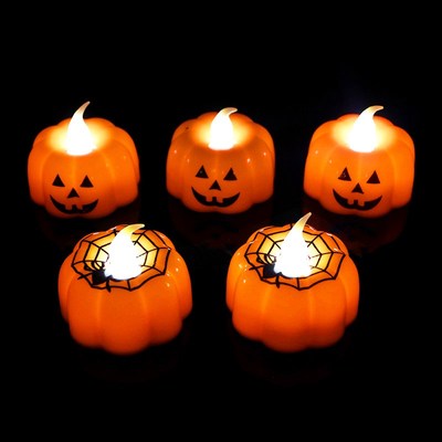 1/2/3pcs Pumpkin Candle Light Halloween Party Supplies LED