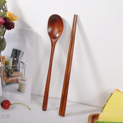 Teak Wooden Spoons and Chopsticks Set, Non-Stick Spoons Soup