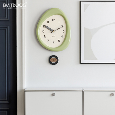 EMITDOOG免打孔现代简约挂钟客厅家用时尚大气餐厅创意时钟表挂墙