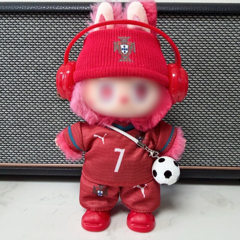 葡萄牙7号C罗足球娃衣labubu17厘米潮玩衣服球迷周边礼品潮