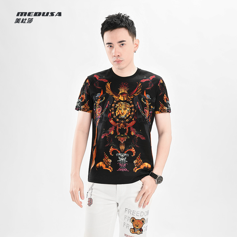 正品美杜莎t恤男2023夏季新款印花圆领潮流时尚休闲纯棉短袖23126
