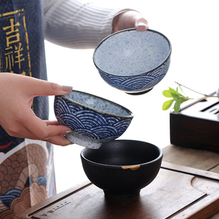 饭碗 小碗吃饭碗釉下彩餐具日式 日式 4.5英寸米饭碗家用陶瓷碗套装