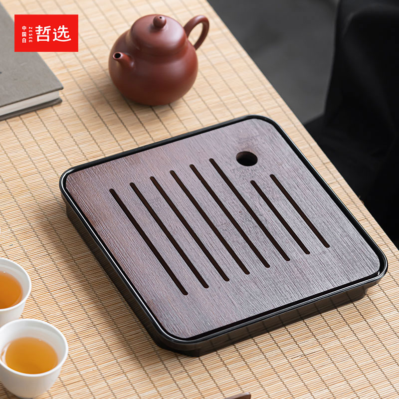 哲选仿乌金石正方形茶盘新款轻奢现代高级感沥水茶盘小型干泡茶台