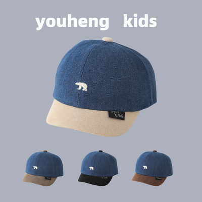 春秋宝宝鸭舌帽复古牛仔短檐帽子
