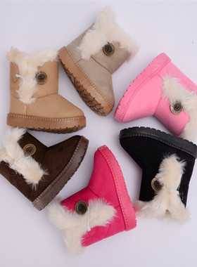 baby child winter fur boots flat shoes girls kids snow boot