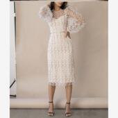 mesh 2023淑女气质刺绣透视网纱连衣裙Women elegant dress