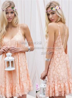 Sexy women Lace Sling Prom Gown Evening Party Cocktail Dress