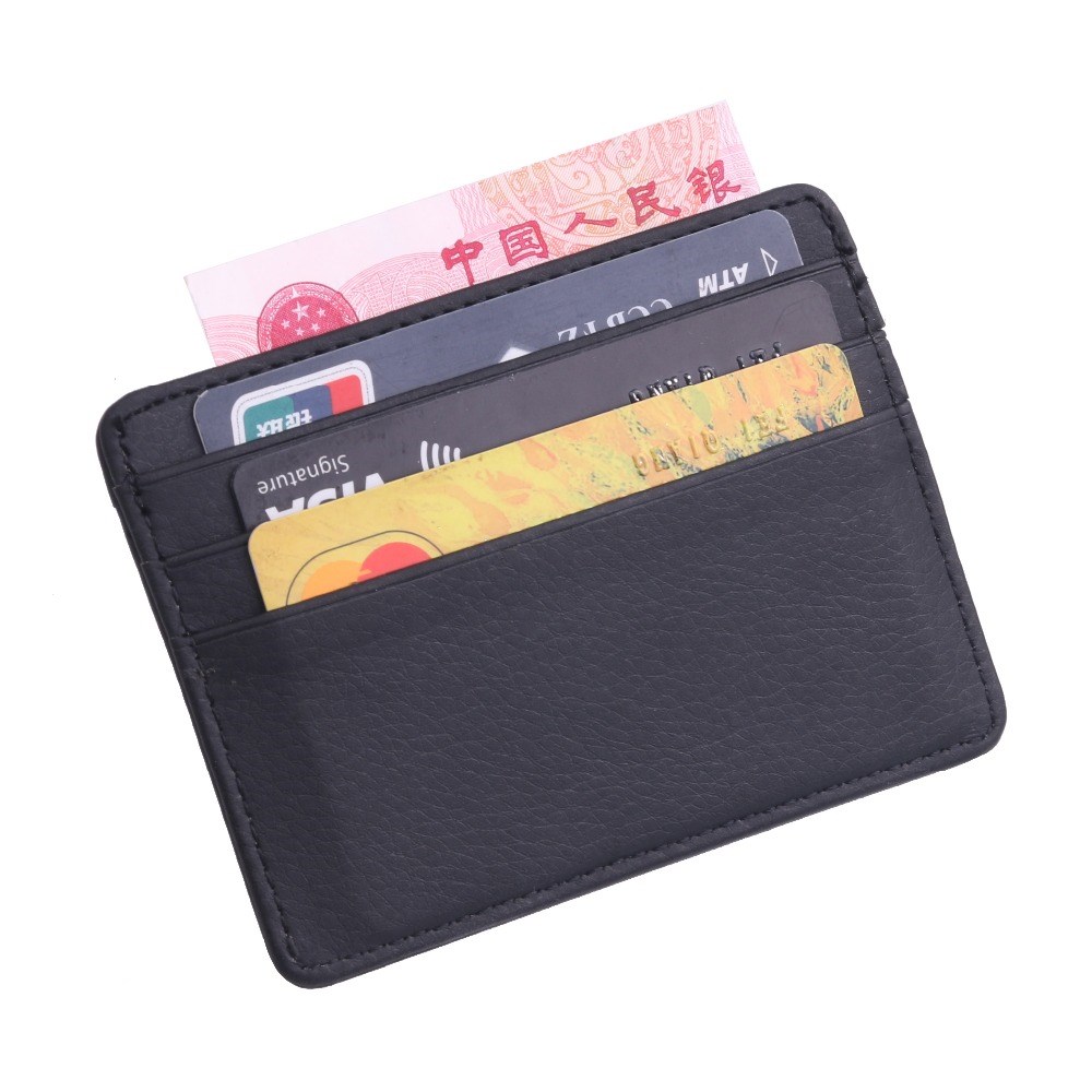 Men Women Durable Slim Simple Travel Lichee Leather