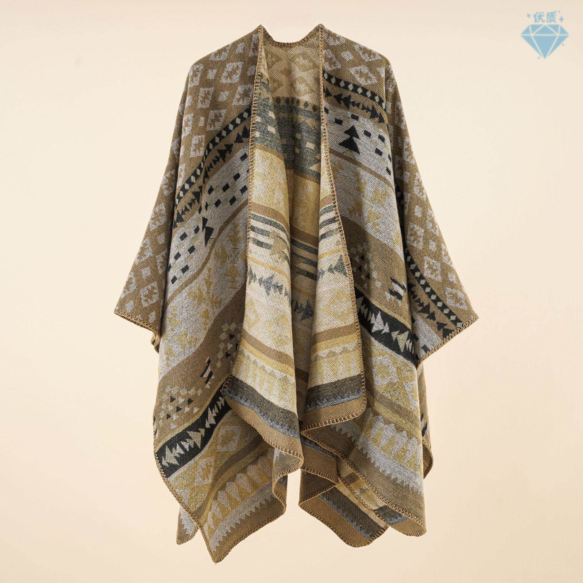 national scarf shawl dual-purpose female split shawl coat