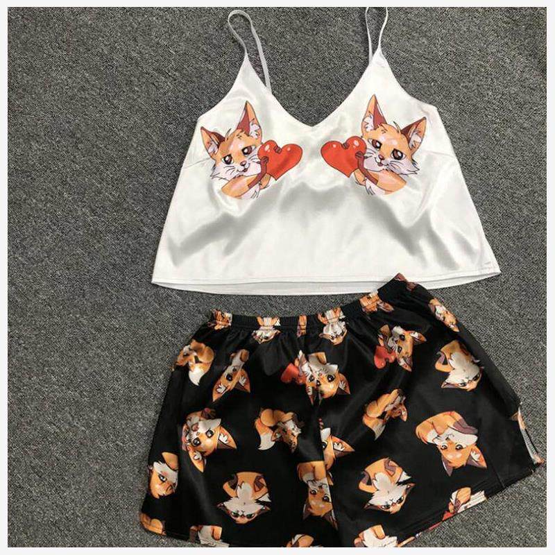 Summer New Print Camisole Shorts Pajama Sets夏季印花分体套装
