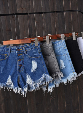 short jeans four button shorts Women with S to 6XL plus size