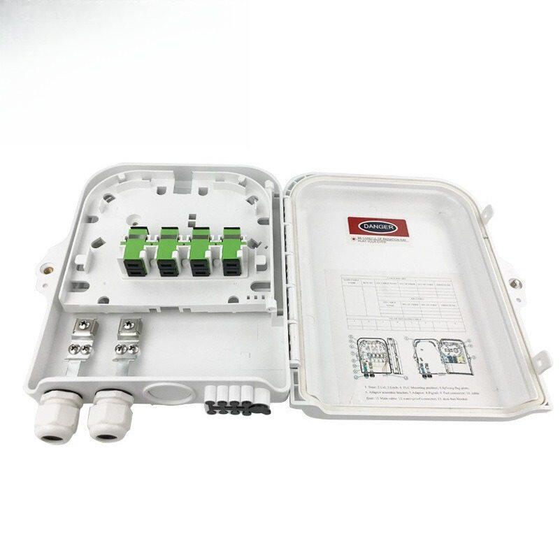 8芯外码光缆分纤箱可装8芯4芯微分ABS材质室内室外壁挂抱杆光纤盒