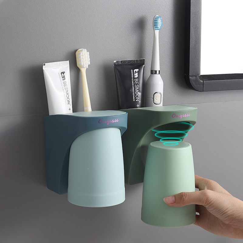 牙刷架子置物架免打孔壁挂式漱口杯挂墙式牙缸架牙杯架洗漱杯套装