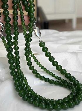 新中式显白绿色串珠锁骨链