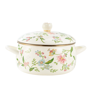 装猪油罐汤锅缸厨房家用带盖耐高温搪瓷大号加厚和面盆双耳珐琅锅