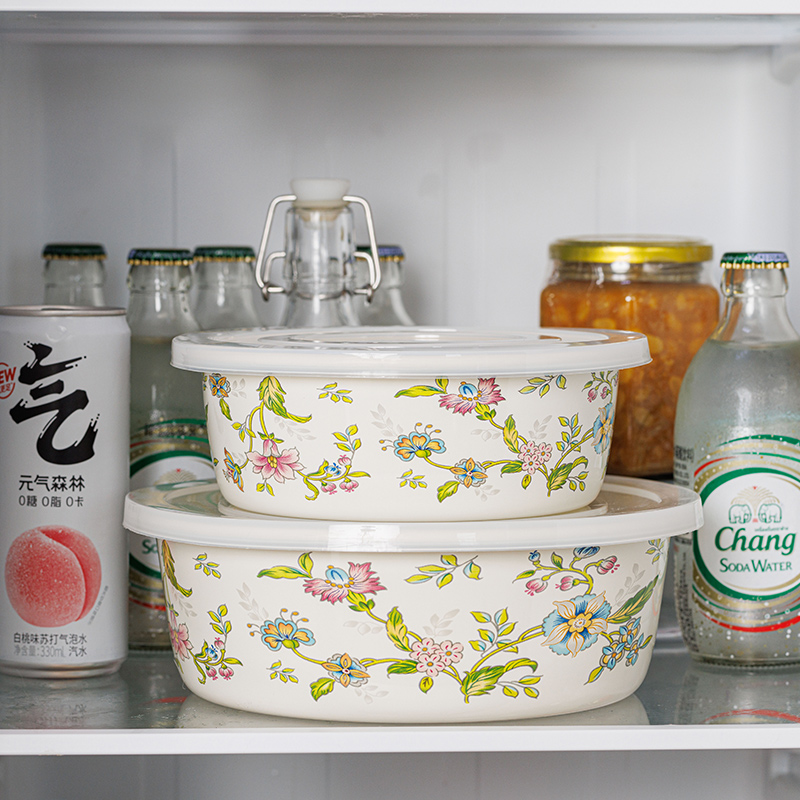 多功能搪瓷保鲜碗送保鲜盖
