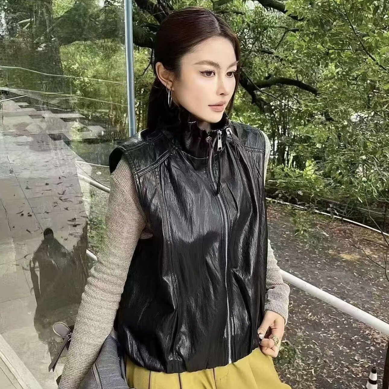 欧货休闲皮马甲女款秋季百搭宽松图片