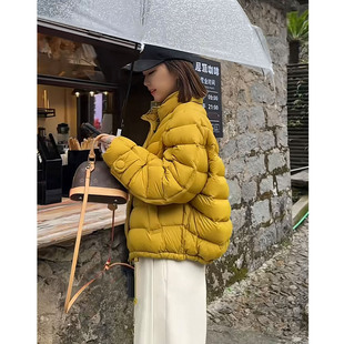 立领纯色羽绒服女款冬季爆款2025新款韩版百搭白鸭绒保暖外套显瘦