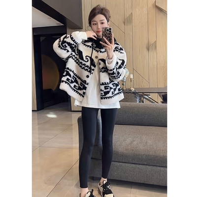 连帽羊羔毛外套女款冬季加绒加厚
