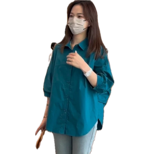 纯色衬衫女款2026夏季新款韩系穿搭宽松时尚休闲洋气五分袖衬衣女