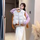 韩版 圆领羽绒马甲女秋冬短款 百搭外穿2025新款 拼色白鸭绒背心减龄