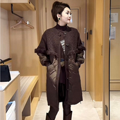 宽松显瘦中长款 百搭针织拼接棉服外套女士2025秋冬季 新款 棉服外套