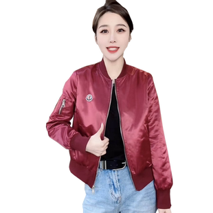 2025年新款棒球服女春秋韩范短款小个子休闲百搭夹克宽松纯色外套