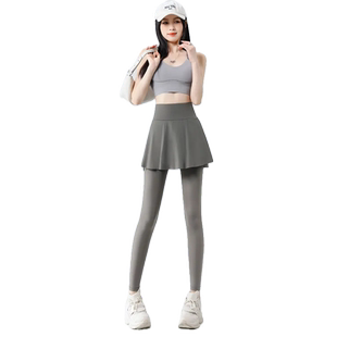 收复显瘦弹力鲨鱼裤女半身裙假两件裙裤一体瑜伽裤高腰提臀打底裤