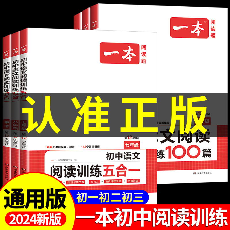 2024版一本初中语文阅读训五合一文言文现代文技能训练100篇人教-封面