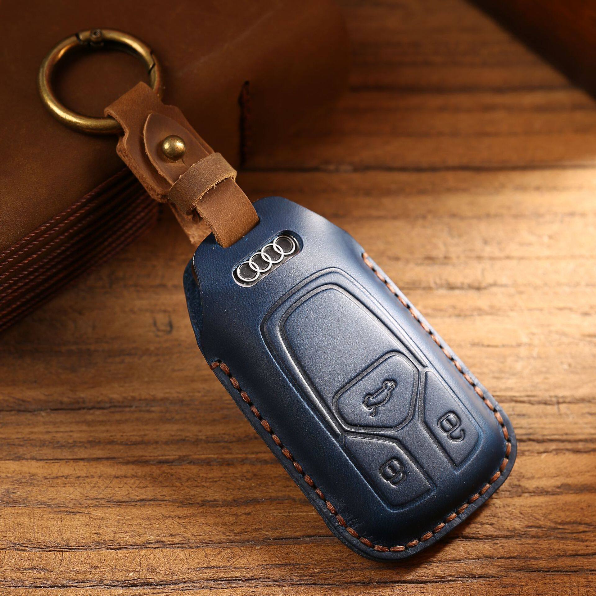 适用于奥迪钥匙套A3全包A4L新A6L纯手工真牛皮汽车钥匙专用保护壳
