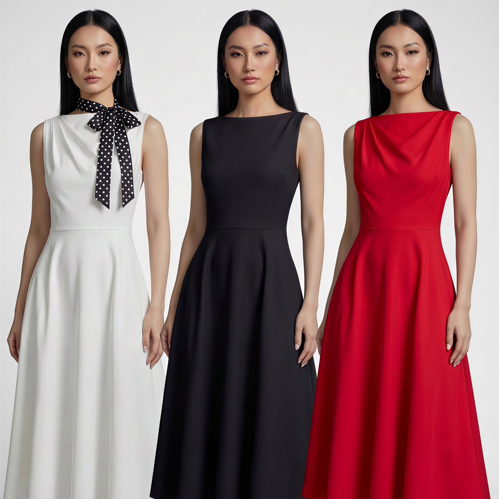 BRAND BYMEI红色连衣裙高级感别致惊艳高端一字领小黑裙