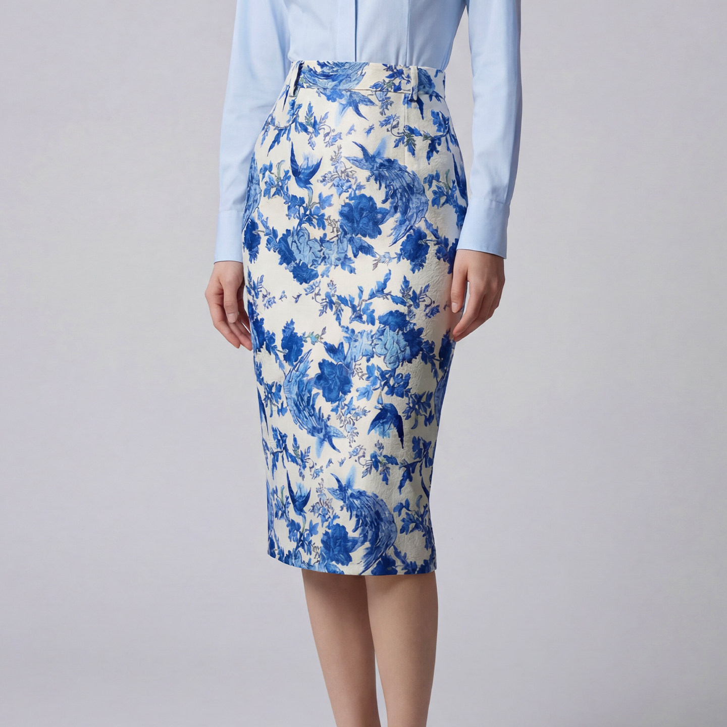 东方青花瓷纹高腰优雅复古商务约会铅笔裙,女装/女士精品,半身裙,淘宝优惠券,粉丝福利购,淘宝优惠卷