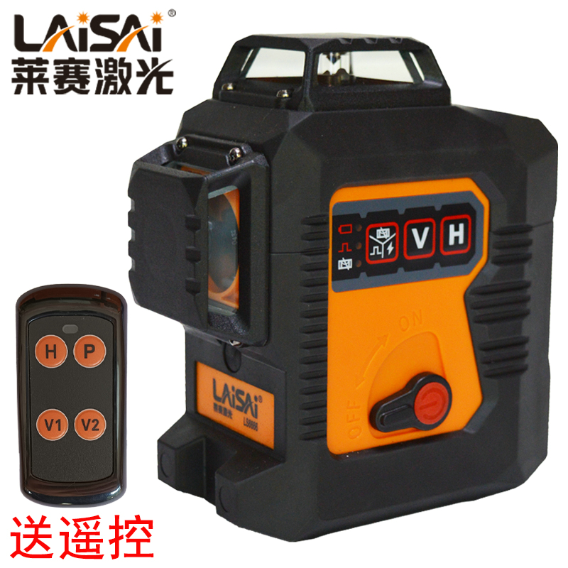 LAISAI莱赛激光6666强红光12线贴墙仪3D强绿光标线仪强光上水平仪