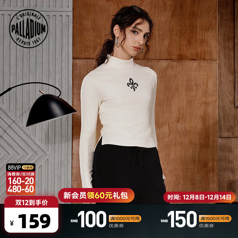 PALLADIUM帕拉丁上衣简约时尚鸢尾花印花女款长袖内搭T恤1910513