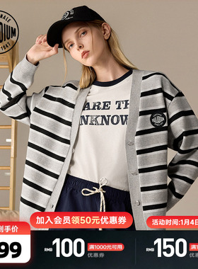 PALLADIUM帕拉丁秋冬新品复古运动时尚女款翻领开襟毛衫1912597