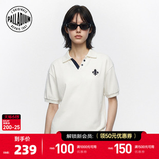 PALLADIUM帕拉丁上装撞色印花休闲百搭女款短袖Polo衫1914549