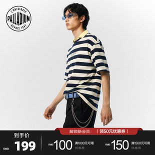 PALLADIUM帕拉丁条纹印花透气男女宽松圆领短袖T恤1013817
