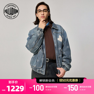 PALLADIUM帕拉丁上装鸢尾花满幅图案男款牛仔棉服1011864