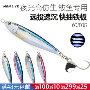 日本杰克小精灵铁板鲅鱼马鲛黄鲣饵60/80g远投路亚饵旋转亮片单钩